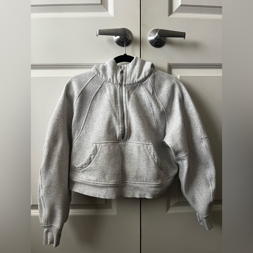 Gray Cropped Lululemon Scuba Hoodie